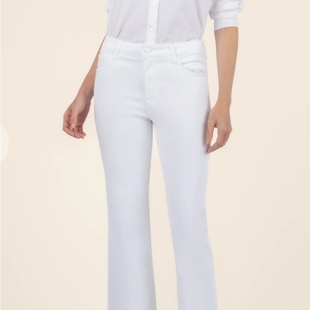 COPY - KUT Women's Kelsey high rise ankle flare White Jeans